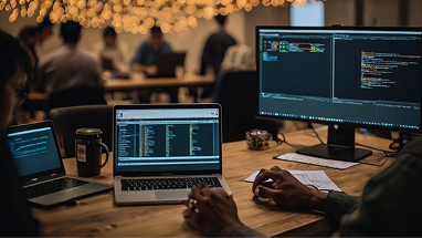 Developers working on computers